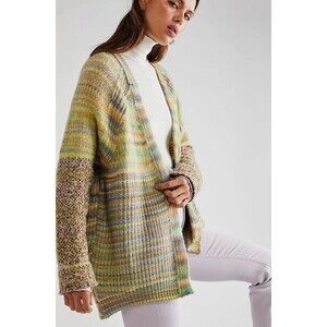 Free People Multicolor Pastel Open-Front Knit Cardigan